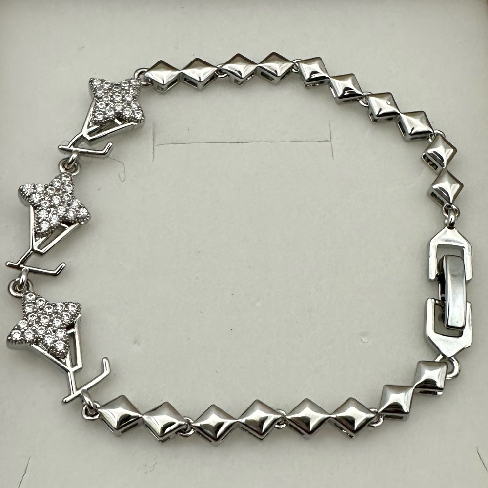 Silver with Crystal Details Tennis Bracelet